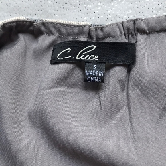 Gorgeous cream & taupe C. Luce mini dress - Picture 4 of 4